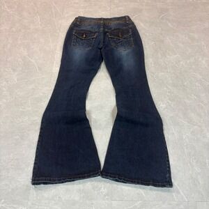 True Luck Womens Flare‎ Jeans Dark Wash Triple Button High Rise Size 11/12